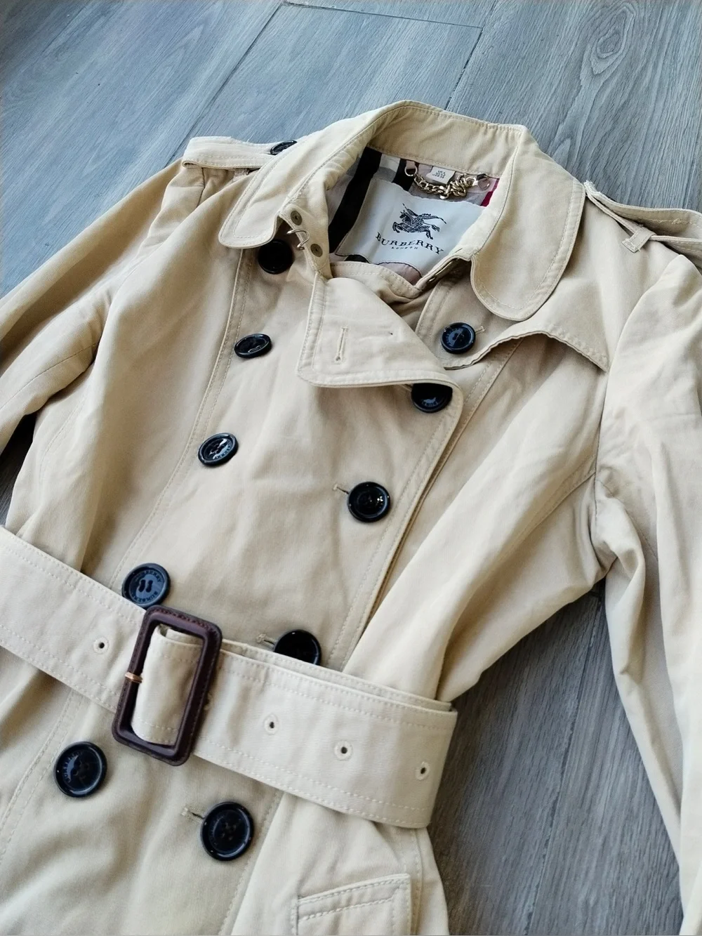 Burberry London Women’s Belted Trench Coat Beige Nova Check Cotton US 4 Small - Picture 3 of 9